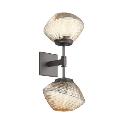 Mesa Double LED Wall Light in Graphite/Amber Blown Glass.
