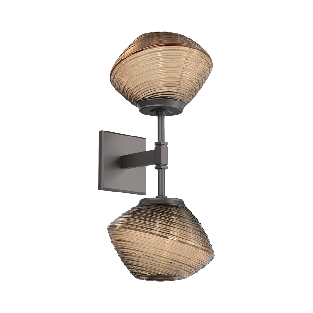 Mesa Double LED Wall Light in Graphite/Bronze Blown Glass.