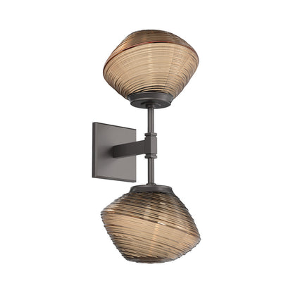 Mesa Double LED Wall Light in Graphite/Bronze Blown Glass.
