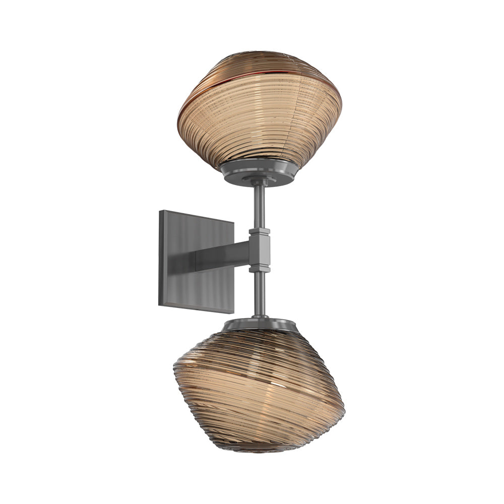 Mesa Double LED Wall Light in Gunmetal/Bronze Blown Glass.