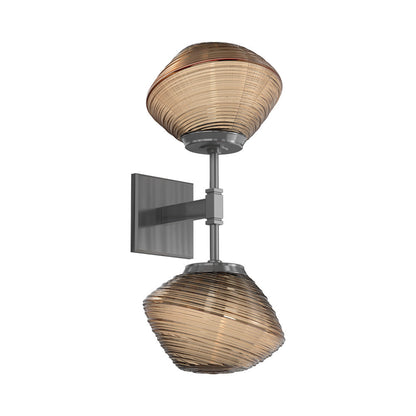Mesa Double LED Wall Light in Gunmetal/Bronze Blown Glass.