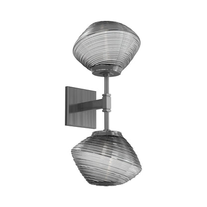 Mesa Double LED Wall Light in Gunmetal/Smoke Blown Glass.