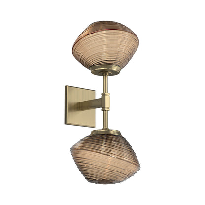 Mesa Double LED Wall Light in Heritage Brass/Bronze Blown Glass.