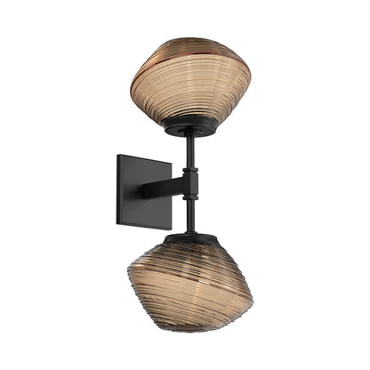 Mesa Double LED Wall Light in Matte Black/Bronze Blown Glass.