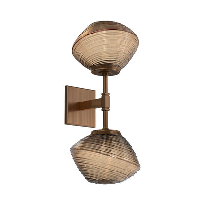 Mesa Double LED Wall Light in Oil Rubbed Bronze/Bronze Blown Glass.