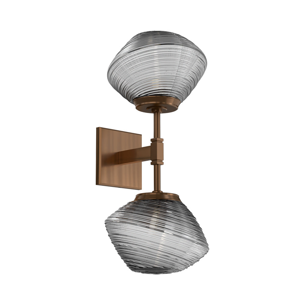 Mesa Double LED Wall Light in Oil Rubbed Bronze/Smoke Blown Glass.