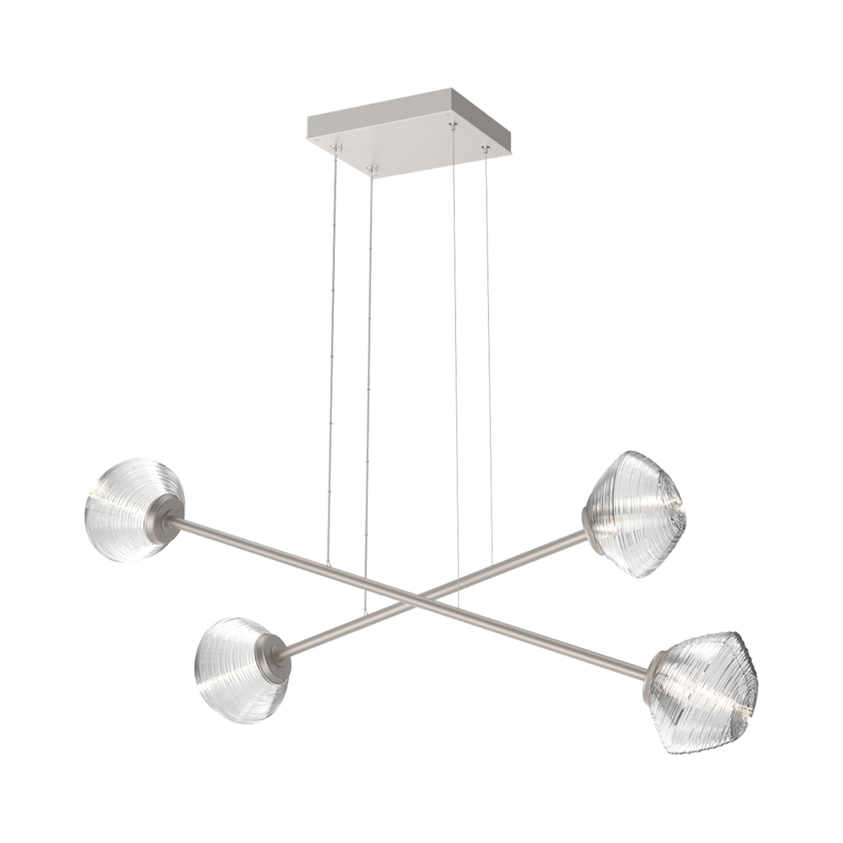 Mesa Double Moda Linear LED Chandelier in Beige Silver/Clear Blown Glass.