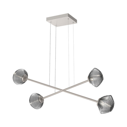 Mesa Double Moda Linear LED Chandelier in Beige Silver/Smoke Blown Glass.