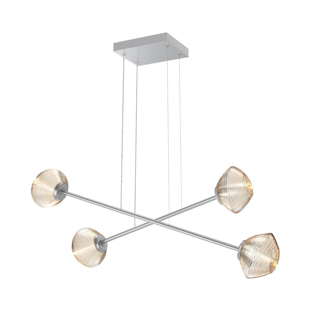 Mesa Double Moda Linear LED Chandelier in Classic Silver/Amber Blown Glass.