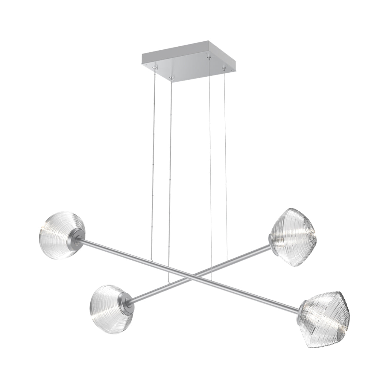 Mesa Double Moda Linear LED Chandelier in Classic Silver/Clear Blown Glass.