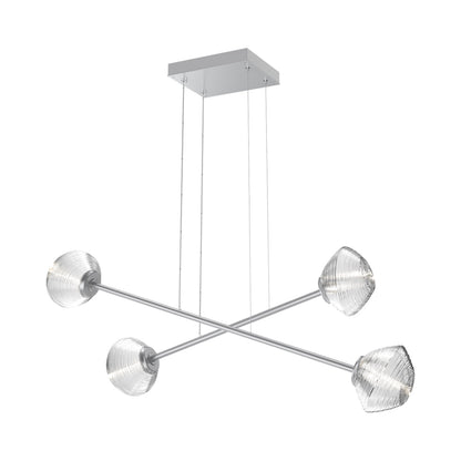 Mesa Double Moda Linear LED Chandelier in Classic Silver/Clear Blown Glass.