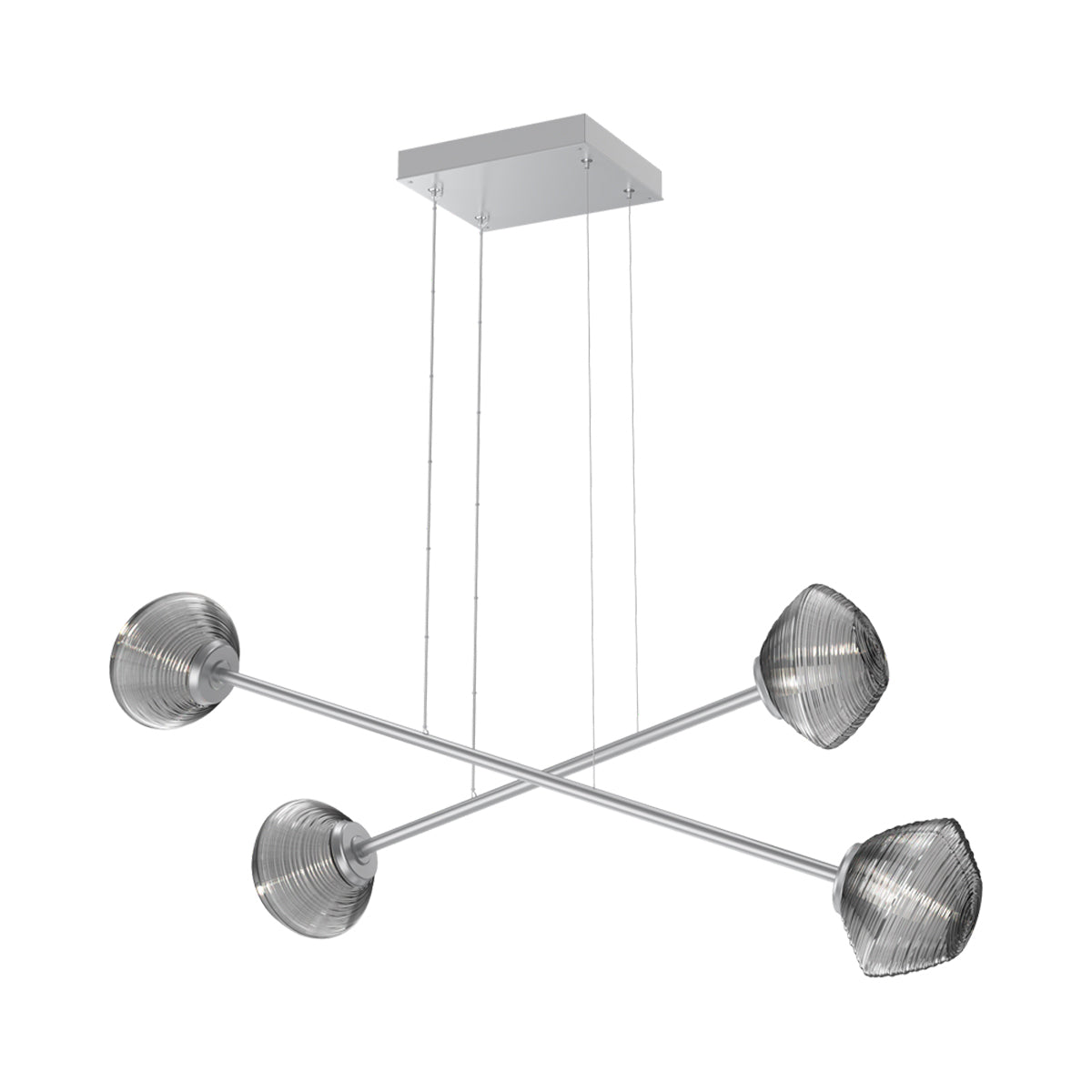 Mesa Double Moda Linear LED Chandelier in Classic Silver/Smoke Blown Glass.