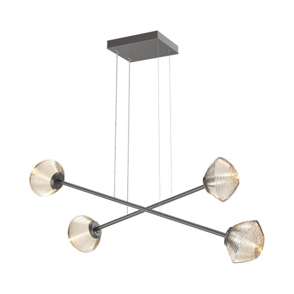 Mesa Double Moda Linear LED Chandelier in Graphite/Amber Blown Glass.