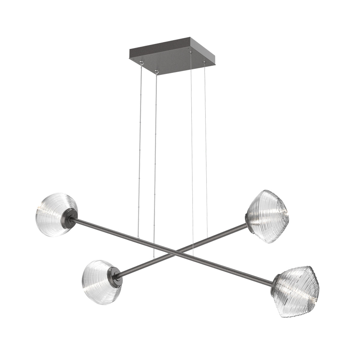 Mesa Double Moda Linear LED Chandelier in Graphite/Clear Blown Glass.