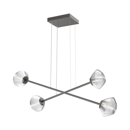 Mesa Double Moda Linear LED Chandelier in Graphite/Clear Blown Glass.
