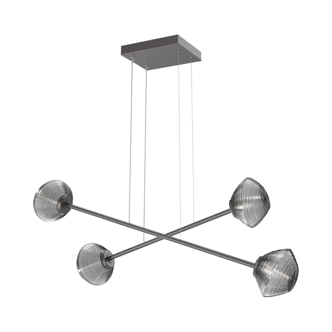 Mesa Double Moda Linear LED Chandelier in Graphite/Smoke Blown Glass.