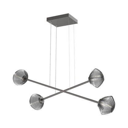 Mesa Double Moda Linear LED Chandelier in Graphite/Smoke Blown Glass.