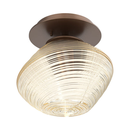 Mesa LED Ceiling / Wall Light in Burnished Bronze/Amber Blown Glass.