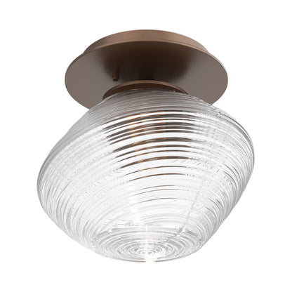 Mesa LED Ceiling / Wall Light in Burnished Bronze/Clear Blown Glass.