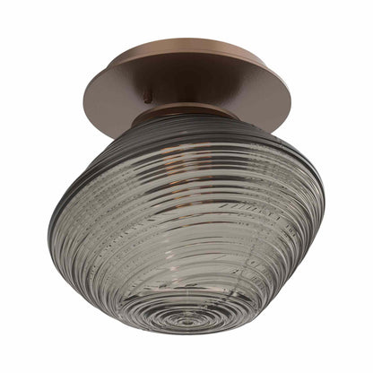 Mesa LED Ceiling / Wall Light in Burnished Bronze/Smoke Blown Glass.
