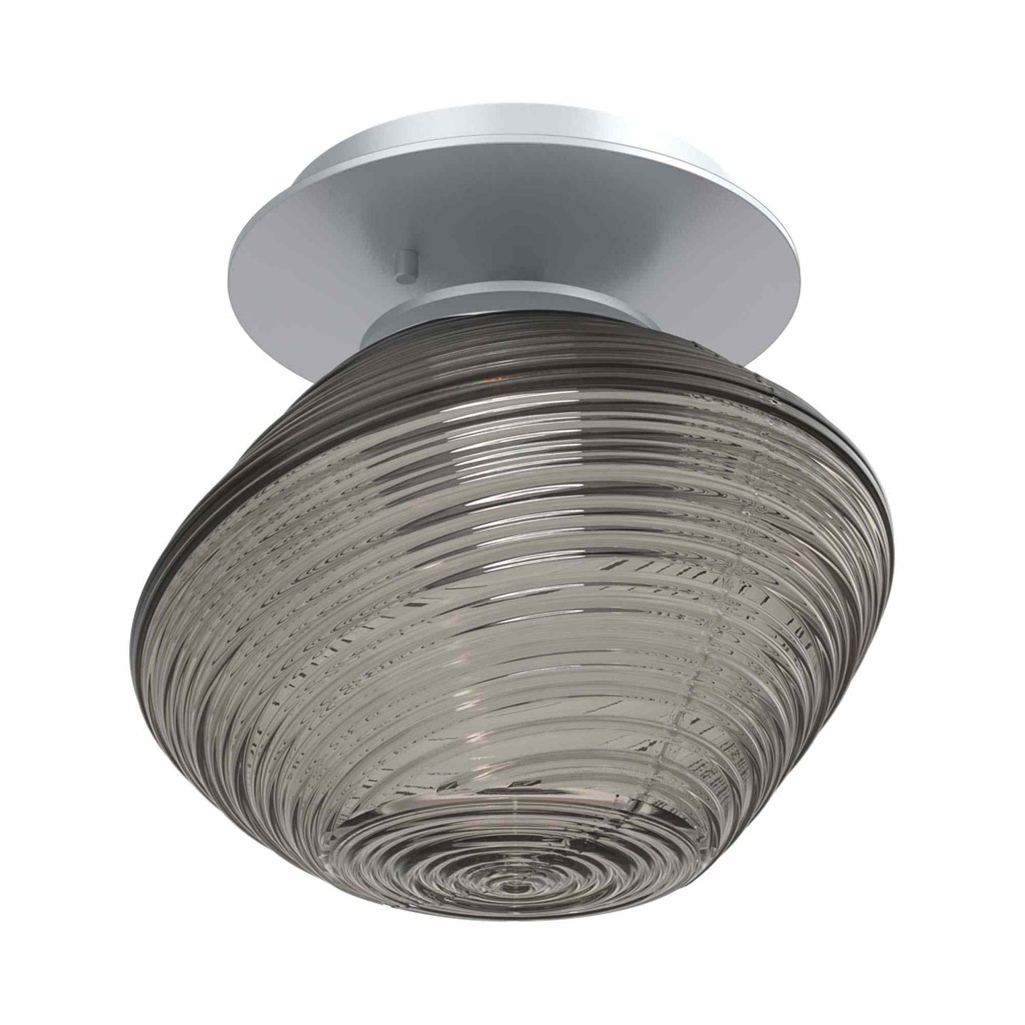 Mesa LED Ceiling / Wall Light in Classic Silver/Smoke Blown Glass.