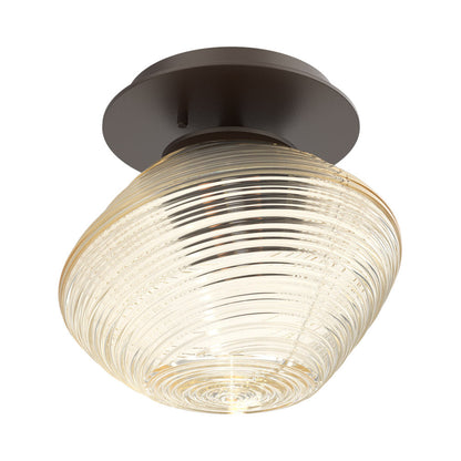 Mesa LED Ceiling / Wall Light in Flat Bronze/Amber Blown Glass.