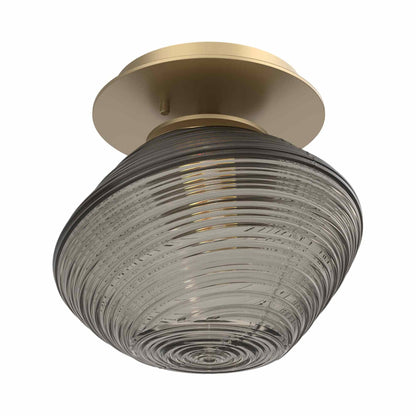 Mesa LED Ceiling / Wall Light in Gilded Brass/Smoke Blown Glass.