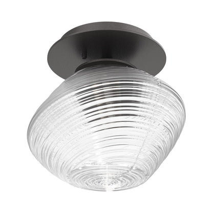 Mesa LED Ceiling / Wall Light in Graphite/Clear Blown Glass.