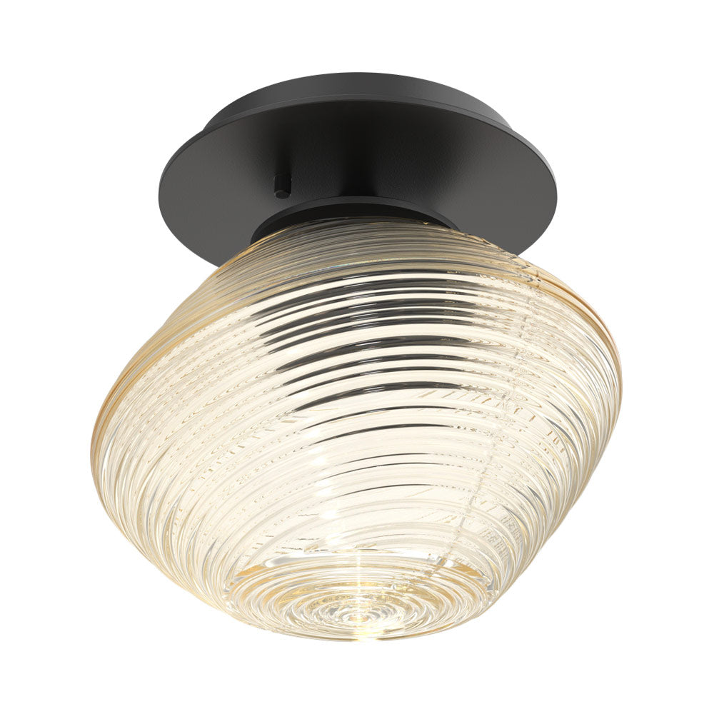 Mesa LED Ceiling / Wall Light in Matte Black/Amber Blown Glass.