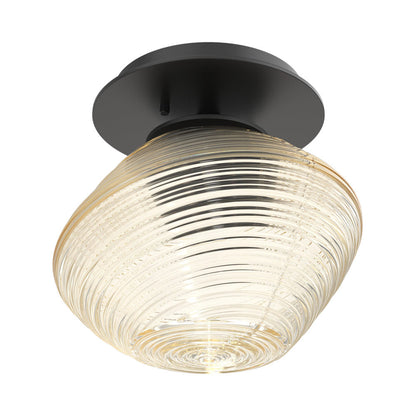 Mesa LED Ceiling / Wall Light in Matte Black/Amber Blown Glass.