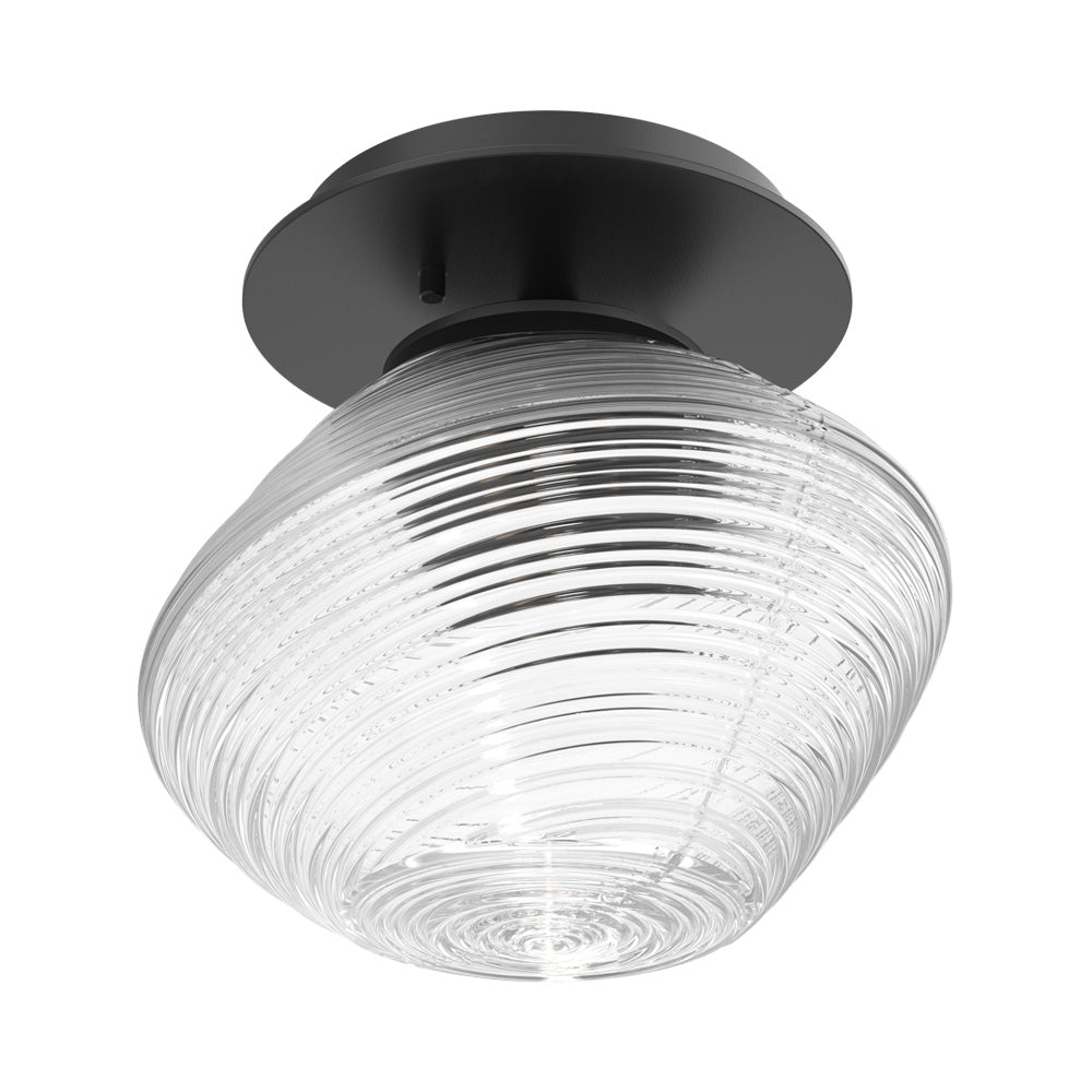 Mesa LED Ceiling / Wall Light in Matte Black/Clear Blown Glass.