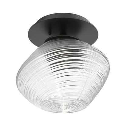 Mesa LED Ceiling / Wall Light in Matte Black/Clear Blown Glass.