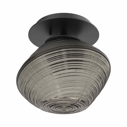 Mesa LED Ceiling / Wall Light in Matte Black/Smoke Blown Glass.