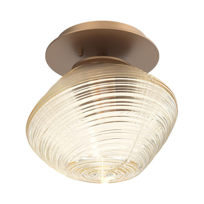 Mesa LED Ceiling / Wall Light in Novel Brass/Amber Blown Glass.