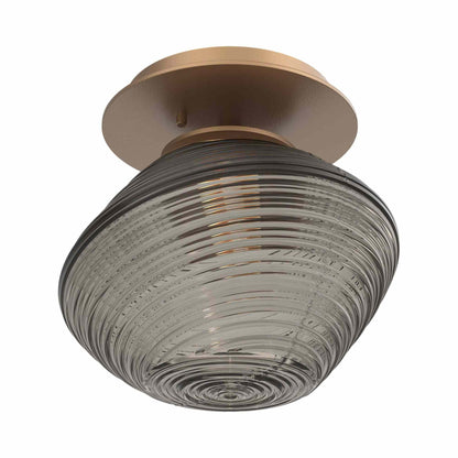 Mesa LED Ceiling / Wall Light in Novel Brass/Smoke Blown Glass.