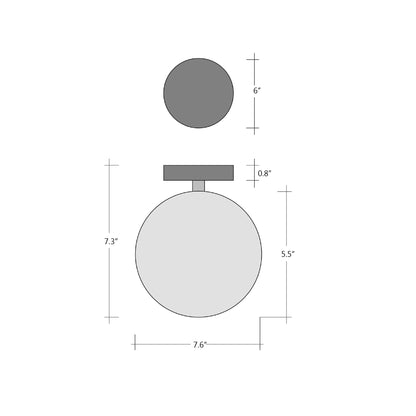 Mesa LED Ceiling / Wall Light - line drawing.