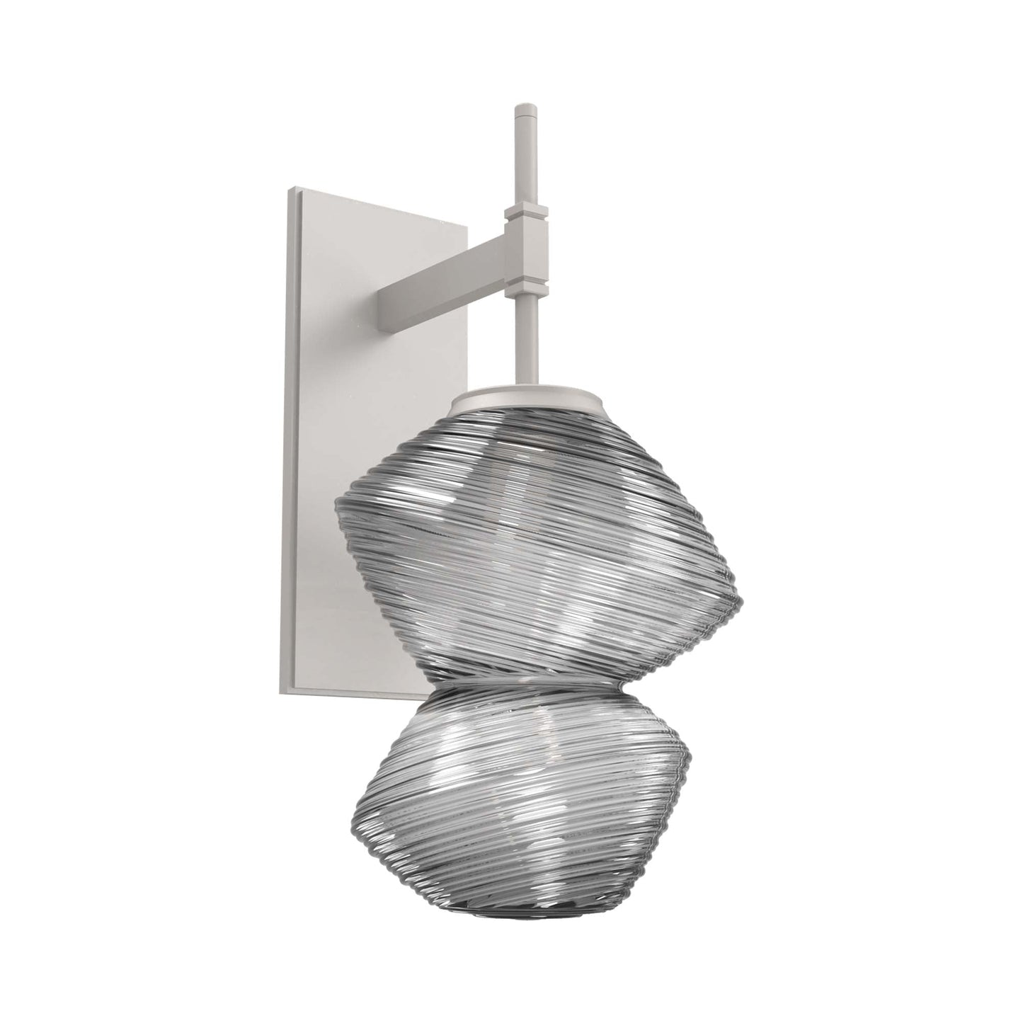 Mesa LED Wall Light in Beige Silver/Smoke Blown Glass.