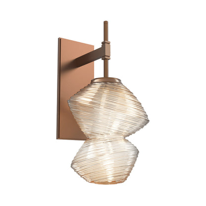 Mesa LED Wall Light in Burnished Bronze/Amber Blown Glass.