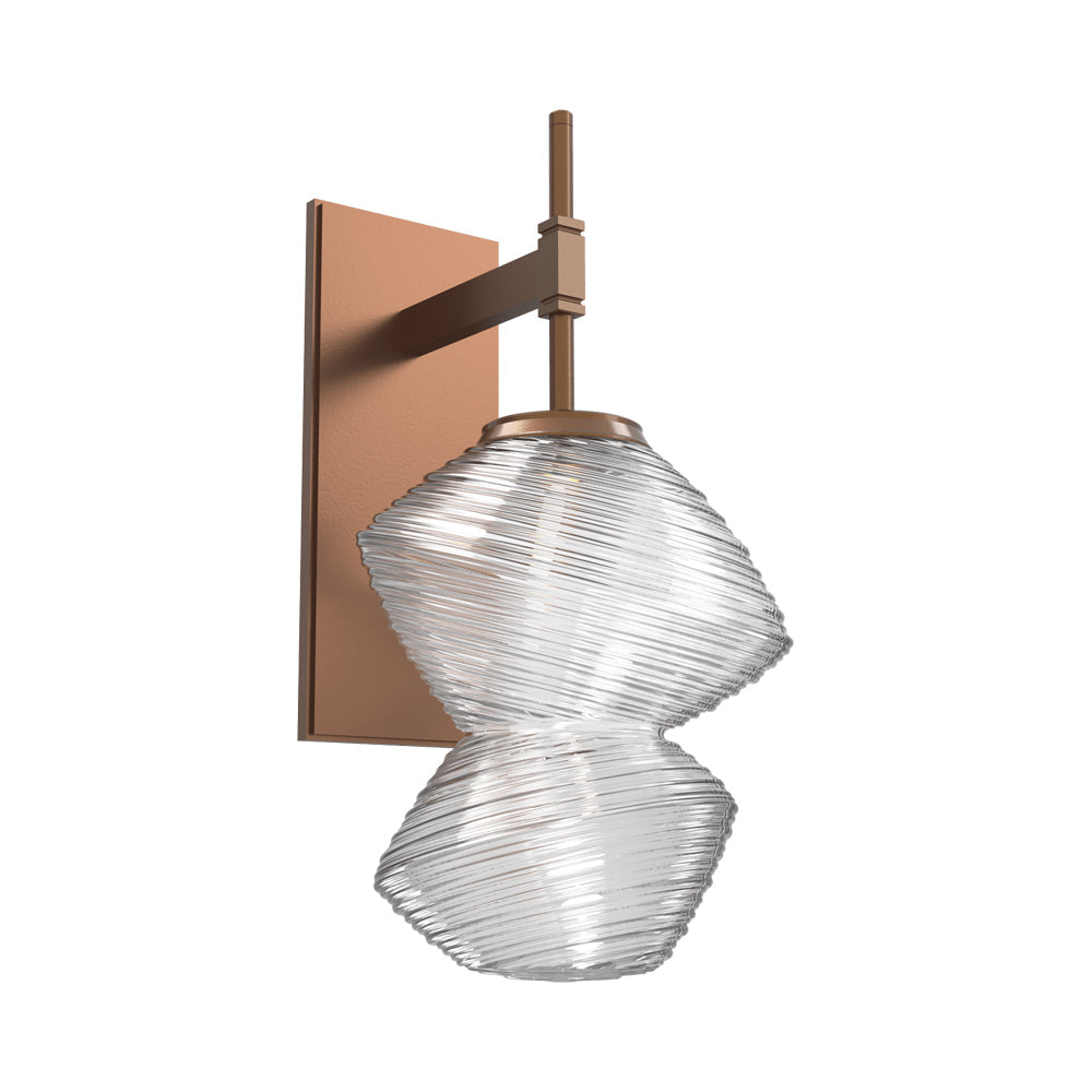 Mesa LED Wall Light in Burnished Bronze/Clear Blown Glass.