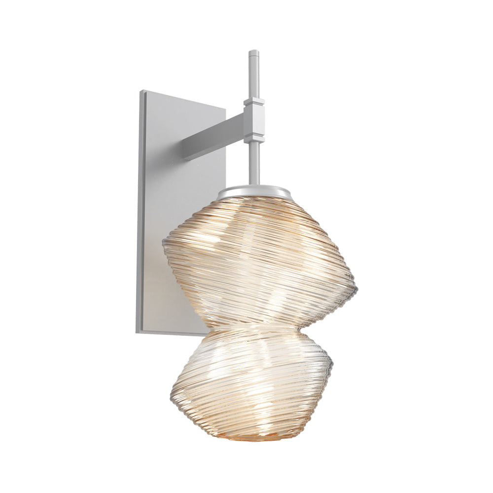 Mesa LED Wall Light in Classic Silver/Amber Blown Glass.