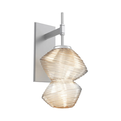 Mesa LED Wall Light in Classic Silver/Amber Blown Glass.