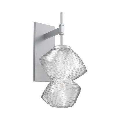 Mesa LED Wall Light in Classic Silver/Clear Blown Glass.