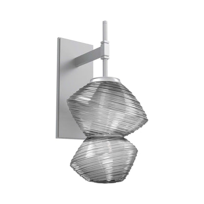 Mesa LED Wall Light in Classic Silver/Smoke Blown Glass.