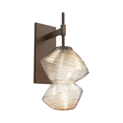 Mesa LED Wall Light in Flat Bronze/Amber Blown Glass.