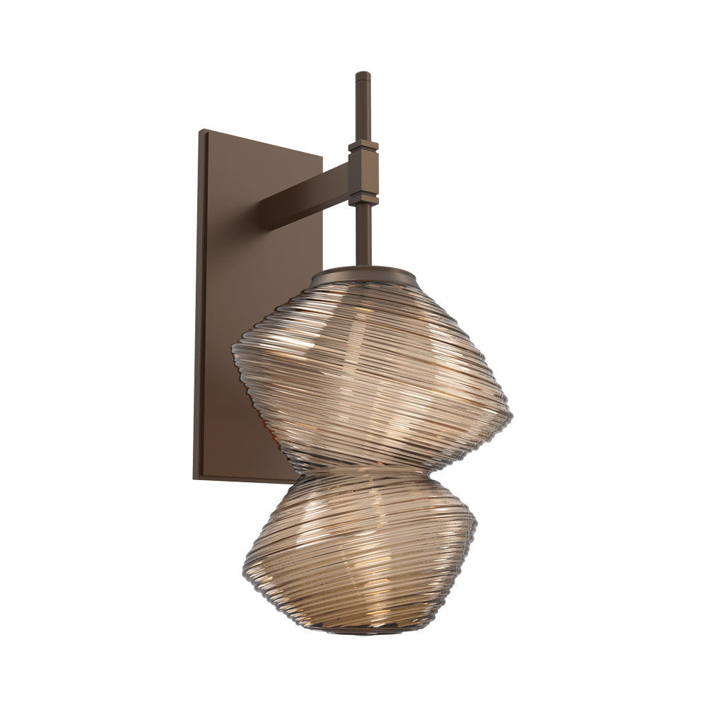 Mesa LED Wall Light in Flat Bronze/Bronze Blown Glass.