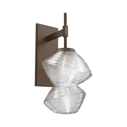 Mesa LED Wall Light in Flat Bronze/Clear Blown Glass.