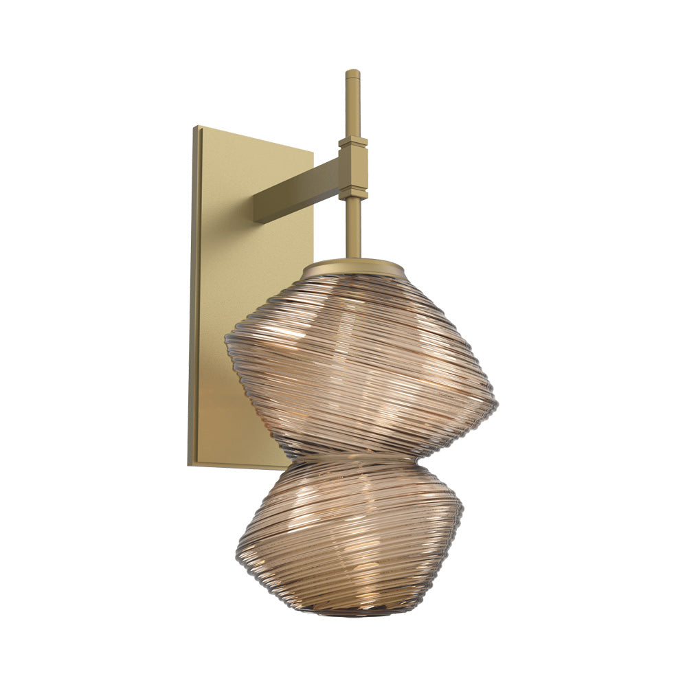Mesa LED Wall Light in Gilded Brass/Bronze Blown Glass.