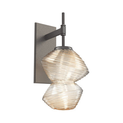 Mesa LED Wall Light in Graphite/Amber Blown Glass.