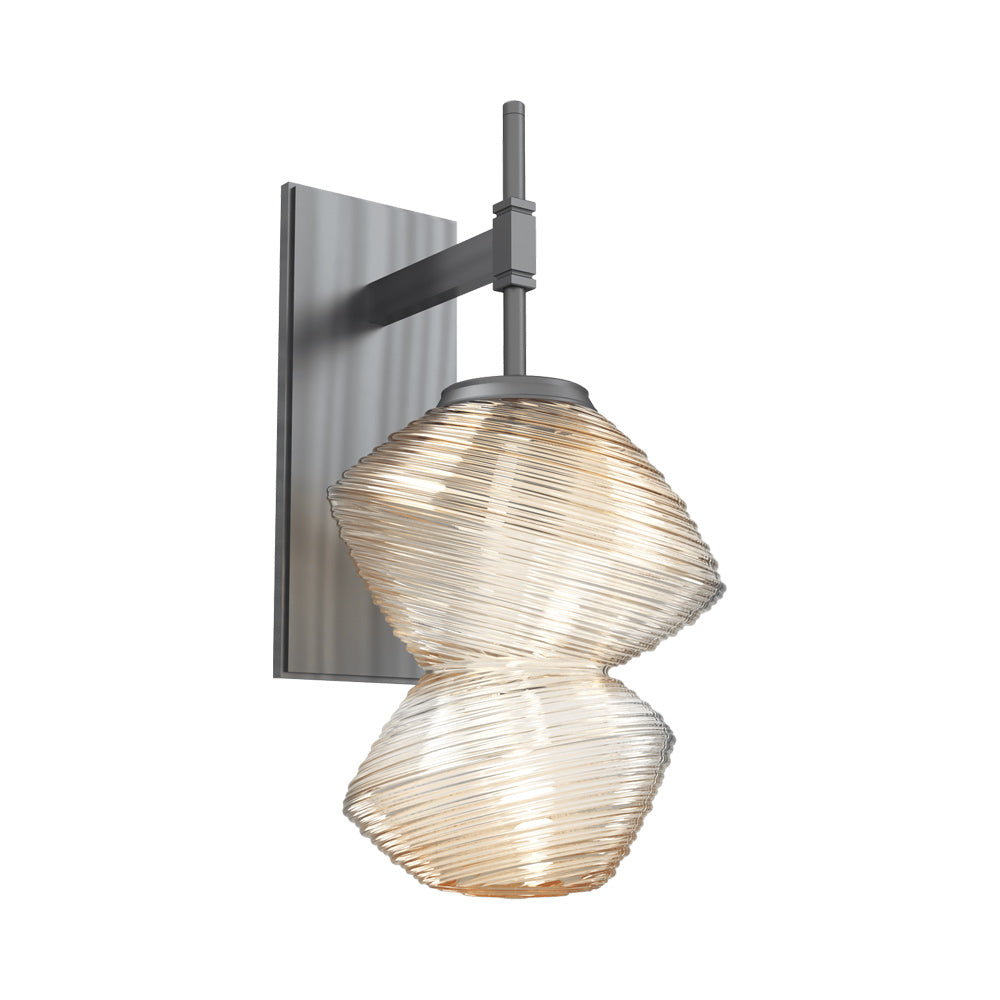 Mesa LED Wall Light in Gunmetal/Amber Blown Glass.