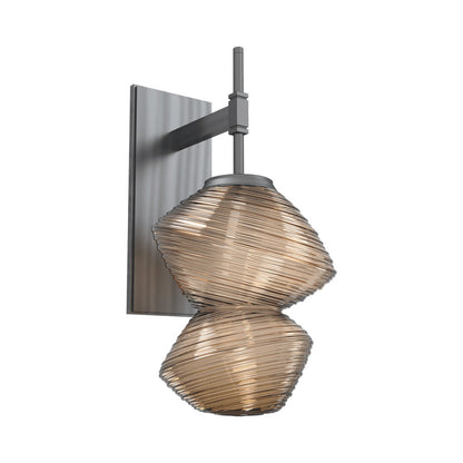 Mesa LED Wall Light in Gunmetal/Bronze Blown Glass.